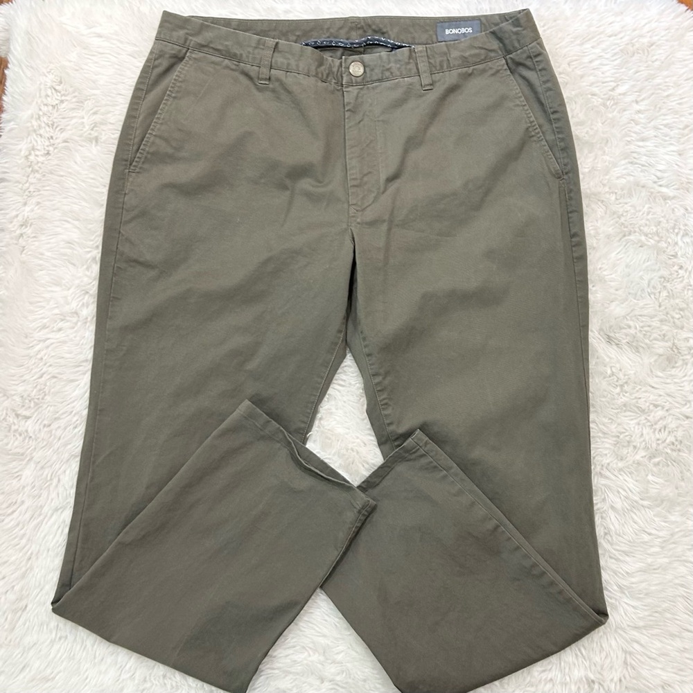 Bonobos Chino Pants Men’s 38 x 31 Gray Cotton Straight Leg Flat Front Slacks